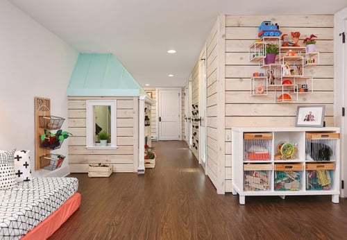 Child's dream playspace in a finished basement