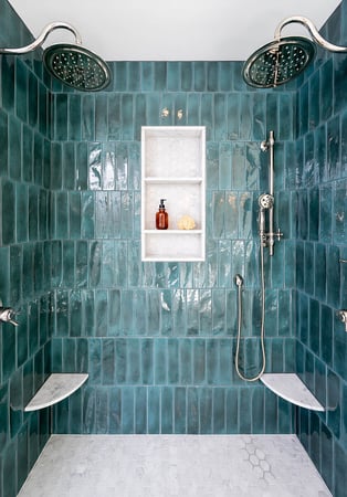 Green Tile in Master Bathroom Shower